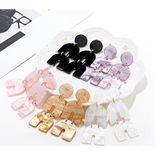 Multi-layer Acrylic Earring Round Semicircle Pendant Earrings Geometry Wedding Jewelry For Women Fashion Accessories New2019