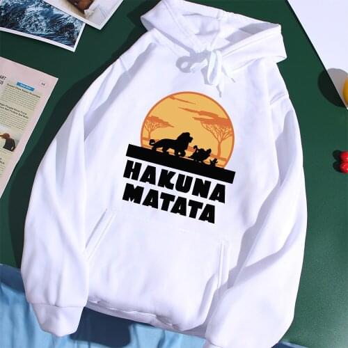 Fashion Disney Movie Hoodies The Lion King Simba Clothes Men Hakuna Matata Printed Sweatshirts Mens Street Cartoon Graphic Hoody