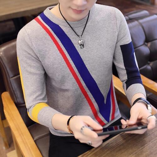 Fashion Winter Warm Sweater Men Clothes 2019 New Cotton O-Neck Full Pullovers Geometric Men Sweaters Personality Print Casual