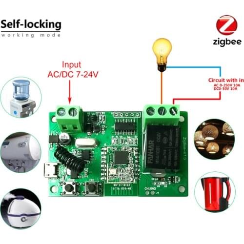 Tuya Zigbee Switch Module With RF433 Zigbee Inching Switch 5-32V DIY Switch Work With Alexa Smartthing Zigbee APP Remote Control
