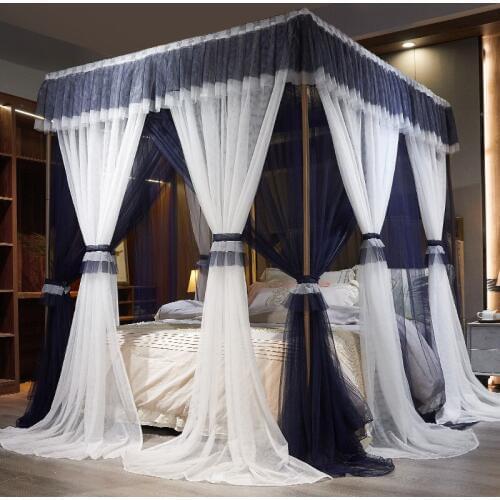 Dream mosquito net Four Corner Post cotton Canopy Bed Mosquito Net contain Wood grain frame for Twin Queen King Bed