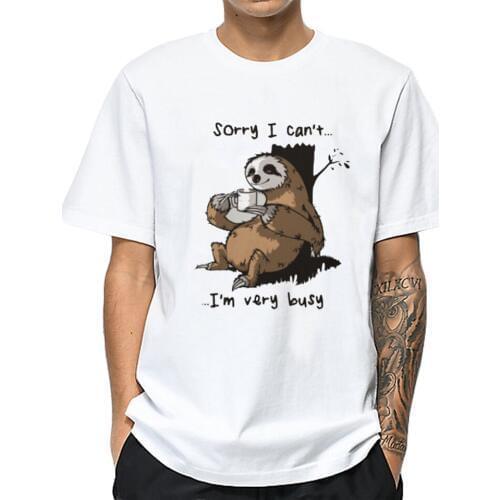 LettBao I'm Very Busy Harajuku Men O-Neck T Shirt Comfortable Cotton Mens T-Shirts White Tshirts Elastic O-Neck Tee Shirt