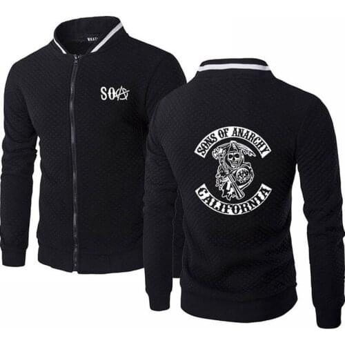 2021NEW for SOA Sons of anarchy the child Fashion Zipper Mens Jacket High Quality Cotton Mens baseball jacket Sweatshirt
