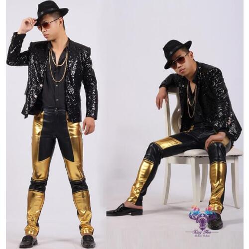 Men suits designs masculino terno stage costumes for singers men pu leather blazer dance clothes jacket style dress punk rock
