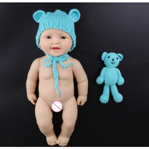 50cm Soft Vinyl High Simulation Baby Boy Doll with Knitting Hat for Kids Bathing Toy Gift