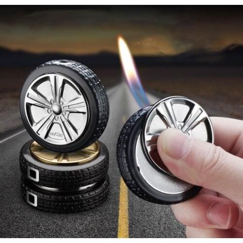 New Funny Tyre Lighter Gas Butane Inflatable Torch Turbo Cigarettes Lighter Smoking Accessories Creative Bar Lighter Men Gift