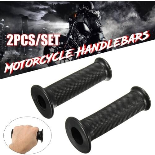 New 2PCs Universal Black Rubber Motorcycle Handlebars Hand Grips 22mm