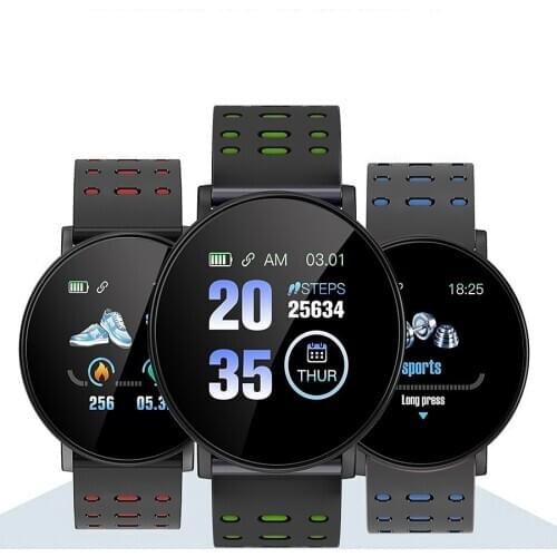 New 119plus smart bracelet sports pedometer heart rate bracelet watch two-color strap environmental protection waterproof