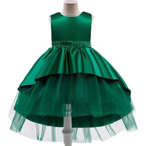 PLBBFZ 2021 Kids Evening Dresses Satin Mermaid Dress For Children Costume Beads Party Dress Girl Infant Vestido Ceremony