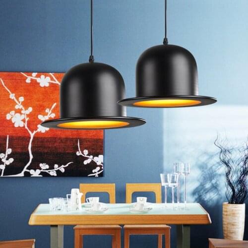 Nordic Retro Top Hat Pendant Lights Creative Wrought Iron Hanging Lamps for Living Room Bedroom Restaurant Bar Decor Chandelier