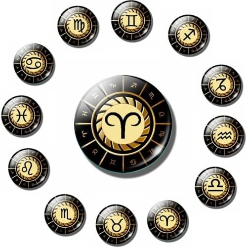 Retro 12constellation Fridge Magnet glass cabochon message board stickers constellation refrigerator stickers kitchen home decor