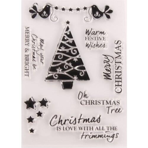 Christmas Tree Transparent Clear Silicone Stamp Seal DIY Scrapbooking Rubber Hand Account Photo Album Diary Decorate Reusable T