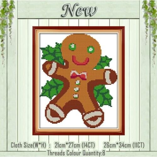 Christmas Cookie cartoon decor painting counted print on canvas DMC 14CT 11CT Chinese Cross Stitch Needlework Set Embroidery kit