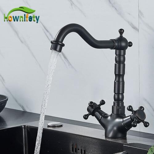 ORB Kitchen Faucet Tall Duall Hanlde Deck Mount Hot Cold Mixer Crane Tap 30 Degree Rotation Swivel Wash Faucets