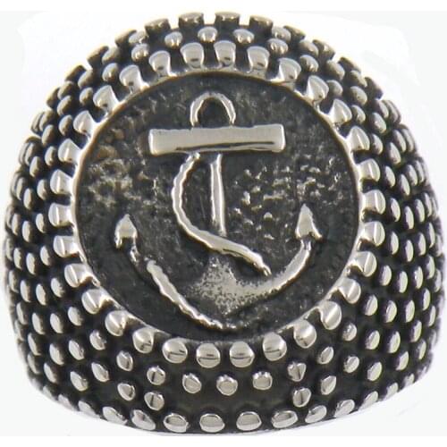FANSSTEEL Stainless Steel Jewelry Dotted Marine Anchor Navy Seaman Sailor Ring FSR13W54