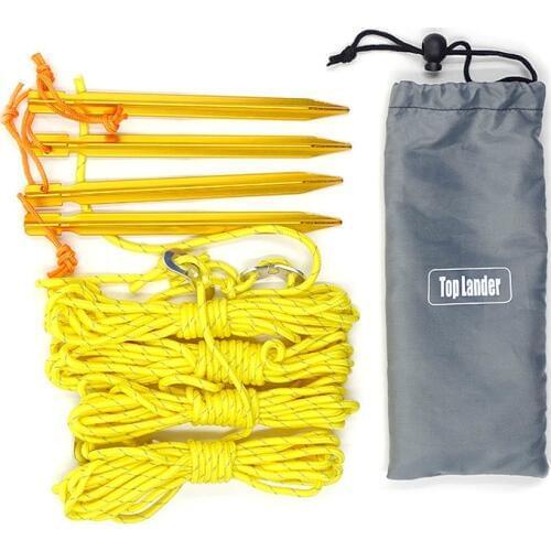 Ultralight Aluminum Tent Pegs and Reflective Guy Line Windproof Rope Nails Outdoor Camping Tarp Shelter Canopy Tent Accessories