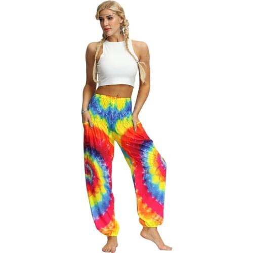 Thin Casual Pants Women Beach Ropa Bohemian Pants Women Pantalones Mujer Bottom Tie Dye Trousers Woman Clothes Pantalon Femme
