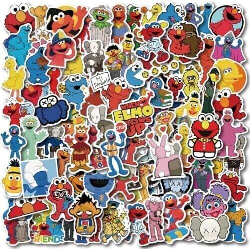 VANMAXX 100 PCS Sesame Street Popular Cartoon Stickers Waterproof PVC Decal for Laptop Helmet Bicycle Luggage Toy Stickers