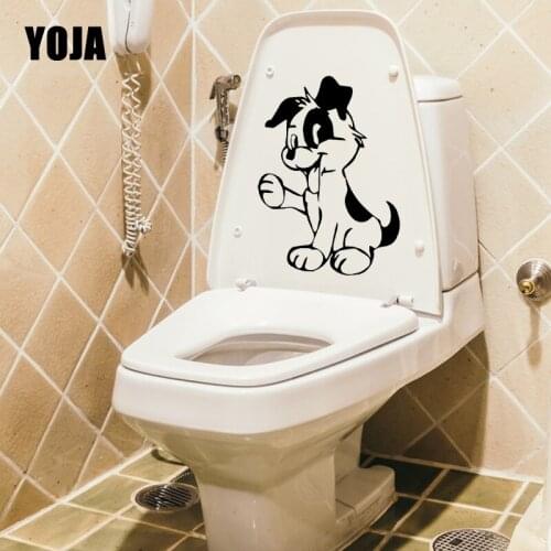 YOJA 16.3X22.9CM Wall Stickers Toilet Decal Puppy Dog Nursery Animal For Kids Room Decoration T5-1432