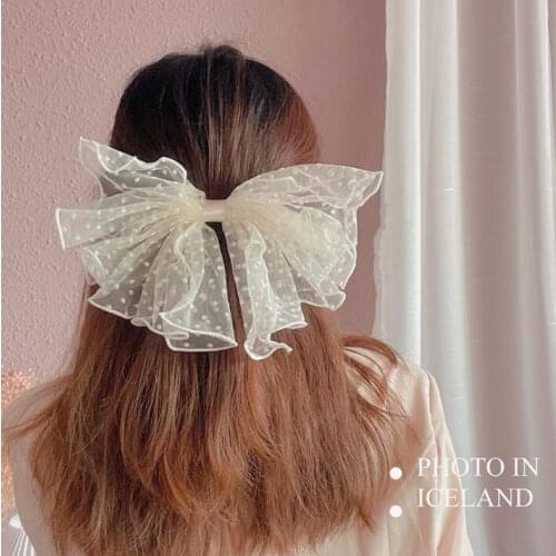 Hair clips for hair white Rope Lace Flower Bow Ribbon Hair Clip Hair Ornament Fashion Headband Black White Hair Accessory