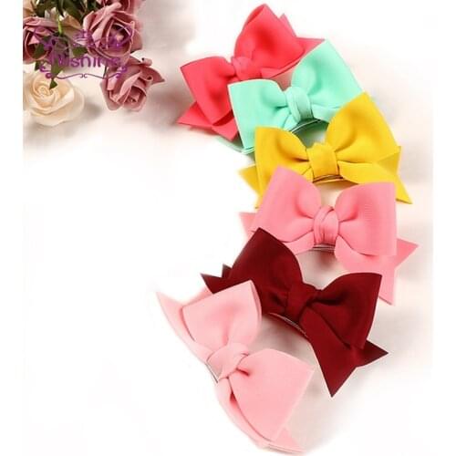 Nishine Solid Color Knitting Cotton Bowknot Toddler Hairpins Fashion Sweet Princess Barrettes Kids Accessories Party Decoration