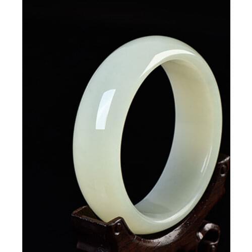 Womens Jade Bracelet Pure Natural Hetian Sheep Fat White Jade Bracelet Retro Gift Real Jade Hand Ornament