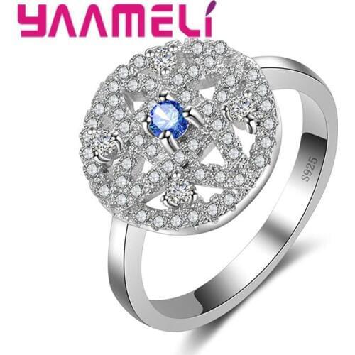Disc Multicolor Cross Irregular Pattern 925 Sterling Silver Ring Embellished Crystal Stone Cubic Zirconia For Women Girl