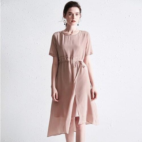 Beige silk plus size party dress vintage strand boho bohemian casual dresses sexy 2019 women summer long irregular elastic waist