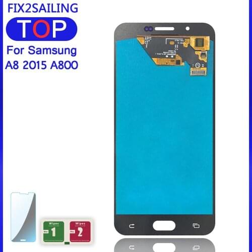 Screen A8 LCD Display Super AMOLED 100% Tested Working Touch Screen Assembly For Samsung Galaxy A8 A8000 With Tempered Glass