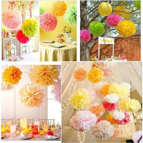 1pcs 6inch (15cm) pompon Tissue Paper Flower Kissing Balls Home Decoration Festive Party Supplies Wedding Favors
