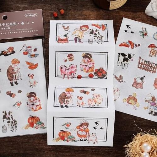 2 Sheets/bag Cute Forest Girl Series Stickers Scrapbooking Hand Account Diy Diary Album Stick Lable
