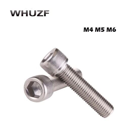 20Pcs M4 M5 M6 DIN912 304 Stainless Steel Hexagon Socket Head Cap Screws Hex Socket Bicycle Bolts HW003