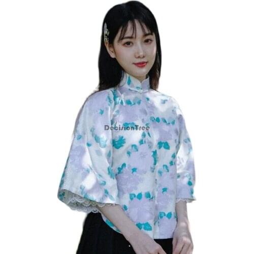 2021 chinese top elegant women chinese style blouse tang suit qipao tops costume elegant cheongsam chinese traditional hanfu top
