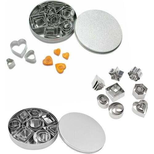 24pcs Cake Cutter Biscuit Mold Stainless Steel Baking tool Rectangle/Hexagon/Octagon/Heart/Flowr/Star/Oval/Triangle Cook gadget