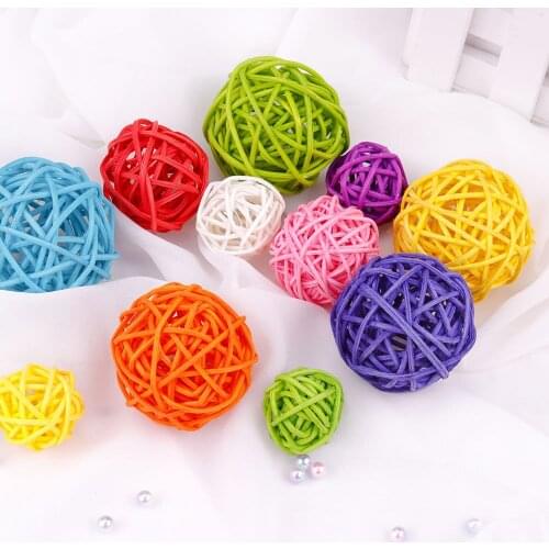 5/10pcs 2-8cm artificial straw ball stars and love wedding home Christmas decoration rattan ball DIY curtain hanging accessories