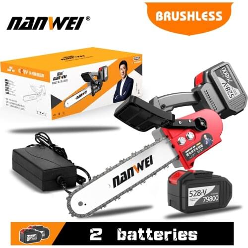 NANWEI Cordless Chainsaw Brushless Motor High Power Hand Chain Saw Tool Grinder Cutting