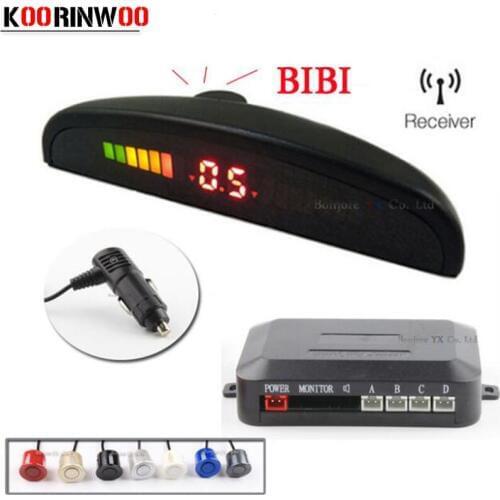 KOORINWOO Wireless Car Parking Sensor 4 Radars with Colorful LED Display Monitor Car Alert Indicator BIBI 12V Parktronics System