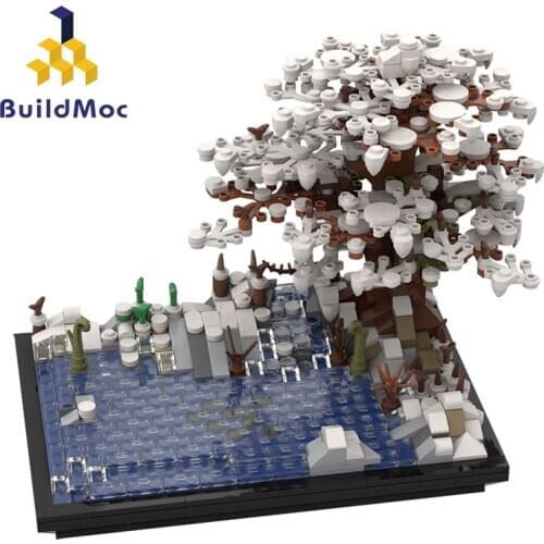 Buildmoc Friends Technical Christmas Tree on a Lake Winter Building Blocks Effect Bricks Toys Kids Christmas Winter Holiday Gift
