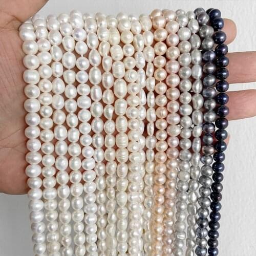 Real Natural Freshwater Cultured White Black Champagne Purple Gray Pearls Beads 7-8 mm Loose Pearl Beads For Jewelry Making DIY