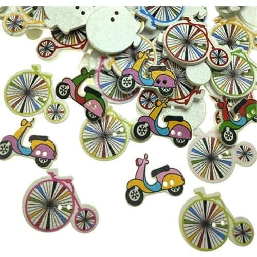 20/50/100pcs Wooden Buttons Fit Sewing scrapbooking Bicycle motorcycle Wheel shape decoration