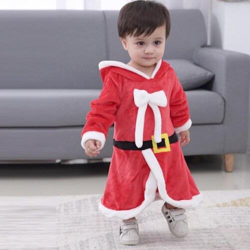 Baby kids Christmas robe childrens dress girl boy long-sleeved costumes jumpsuits Santa Claus Bathing Suits