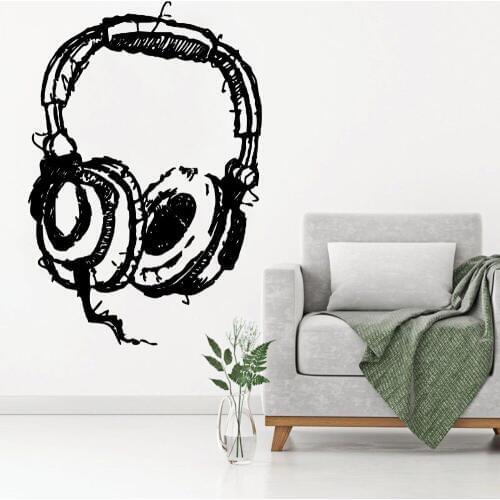 DIY Dj Listening Headphone Art Wall Decals Abstract Musical Headphone Studio Wall Sticker Home Fashion Decorative Wallpaper Q-83