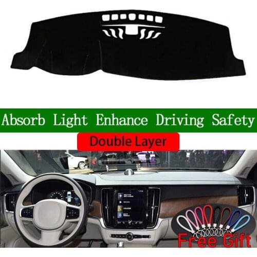 Double Layer Car Stickers For volvo S90 T4 T5 T8 2013 2014 2015-2019 Dashboard Cover Car Accessories Interior Anti-UV Car Decals