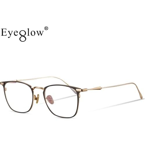 Eyeglow WT01 Vintage Designer Eyeglasses Frame Womens glasses Titanium Round Frame for Men Round Retro Clear Glasses
