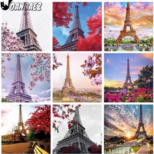Eiffel Tower Diamond Painting Landscape Mosaic Kit Sky 5DDiy Cross Stitch Embroidery Hand Inlaid Rhinestone Home Decoration Gift