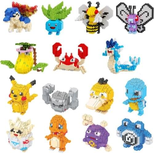 Pokemon Miniature Diamond Small Particle Building Block Toy Puzzle Assembly Pikachu Children Animation Cartoon Toy Kid Gift