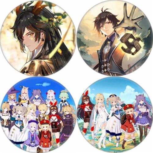 Hot Game Genshin Brooch Pins Breastpins Badge Cartoon Anime Jewelry Schoolbag Handbag Hat Accessories Drop Shipping