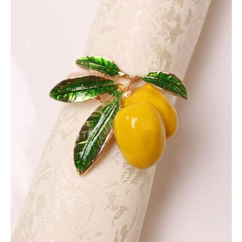 Metal lemon napkin buckle ring red yellow napkin ring table decoration western food etiquette accessories hotel home decoration
