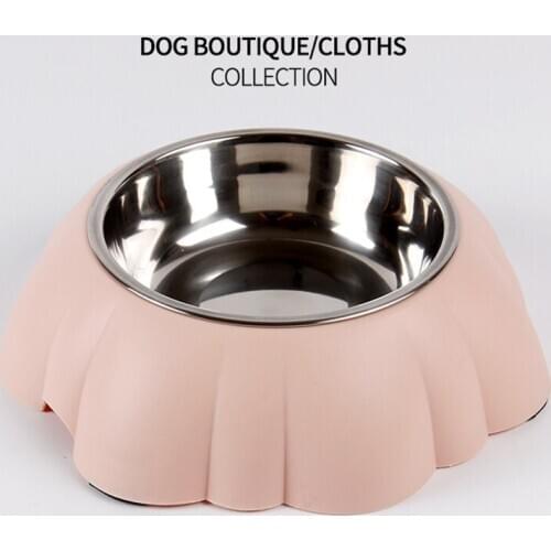 Pet Bowl Stainless Steel Dog Cat Bowl Non-slip Base Plastic Single Bowl Detachable Pet Eating Drinker Neck Guard Pet Supplies