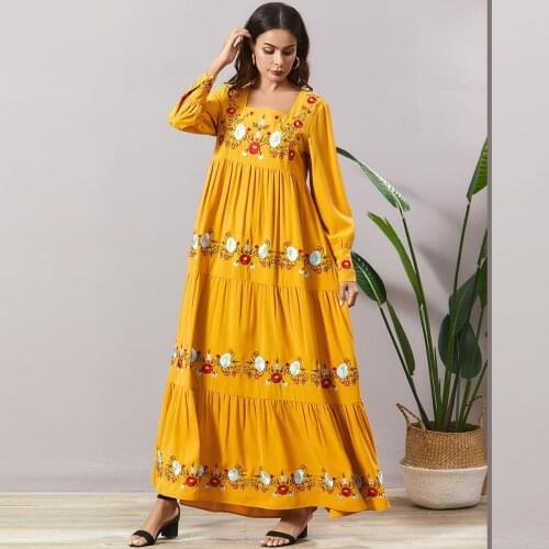 Muslim Women Dress Abaya Bohomian Ramadan Maxi Long Dresses Islamic Clothing Eid Musulman Hijab Moroccan Kaftan Vestdidos Turkey